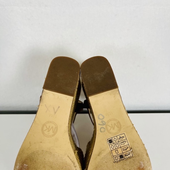 Michael Kors size 10 Benji Denim Platform Wedge Sandals Natural Color Boho - Picture 9 of 12